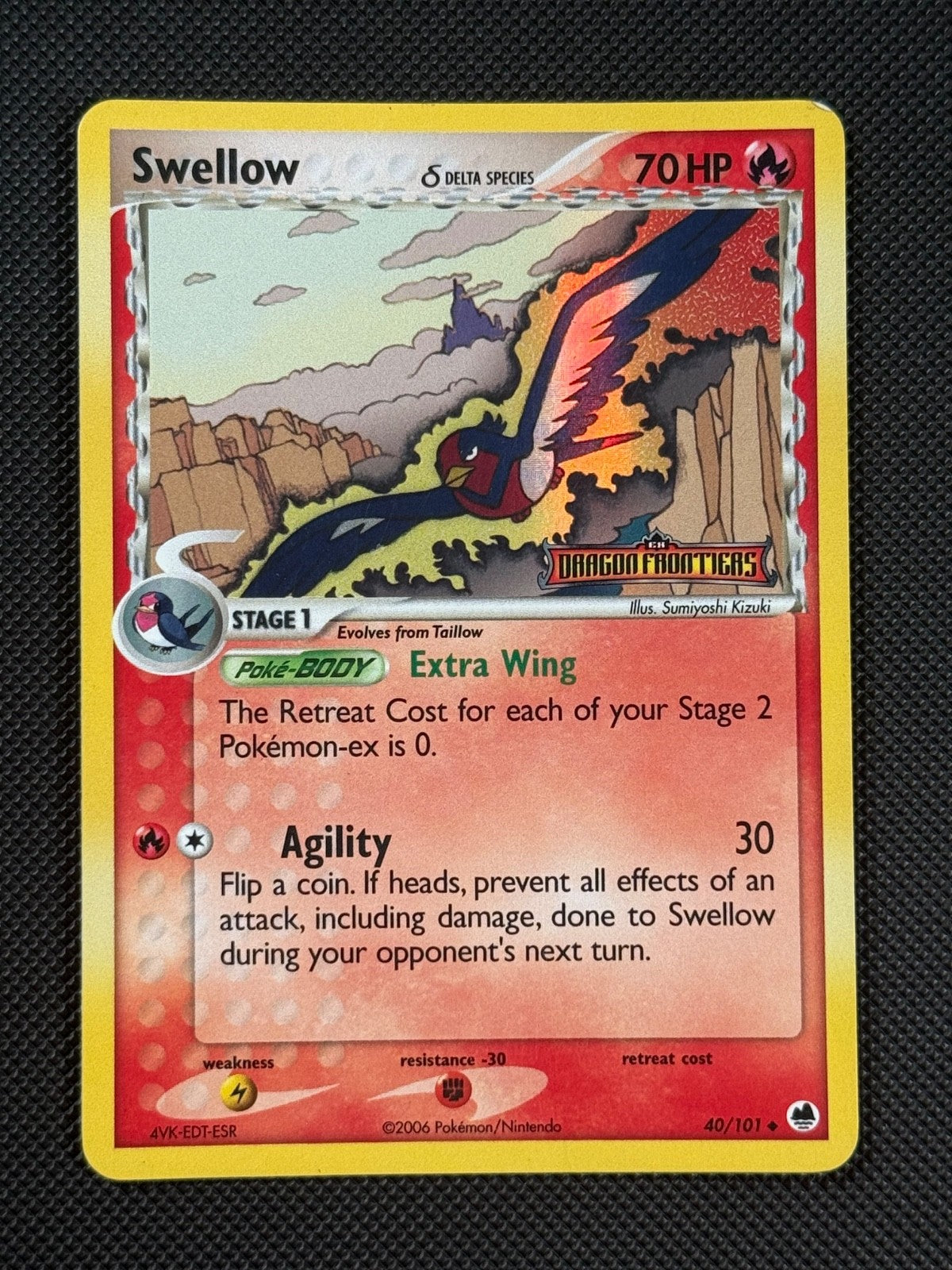 Swellow 40/101 STAMPED Pokémon Card EX Dragon Frontiers  Reverse Holo Uncommon0