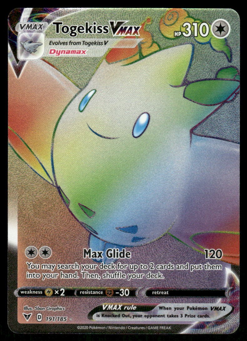Pokemon Cards Togekiss VMAX 191/185 Vivid Voltage Rare Rainbow NM0