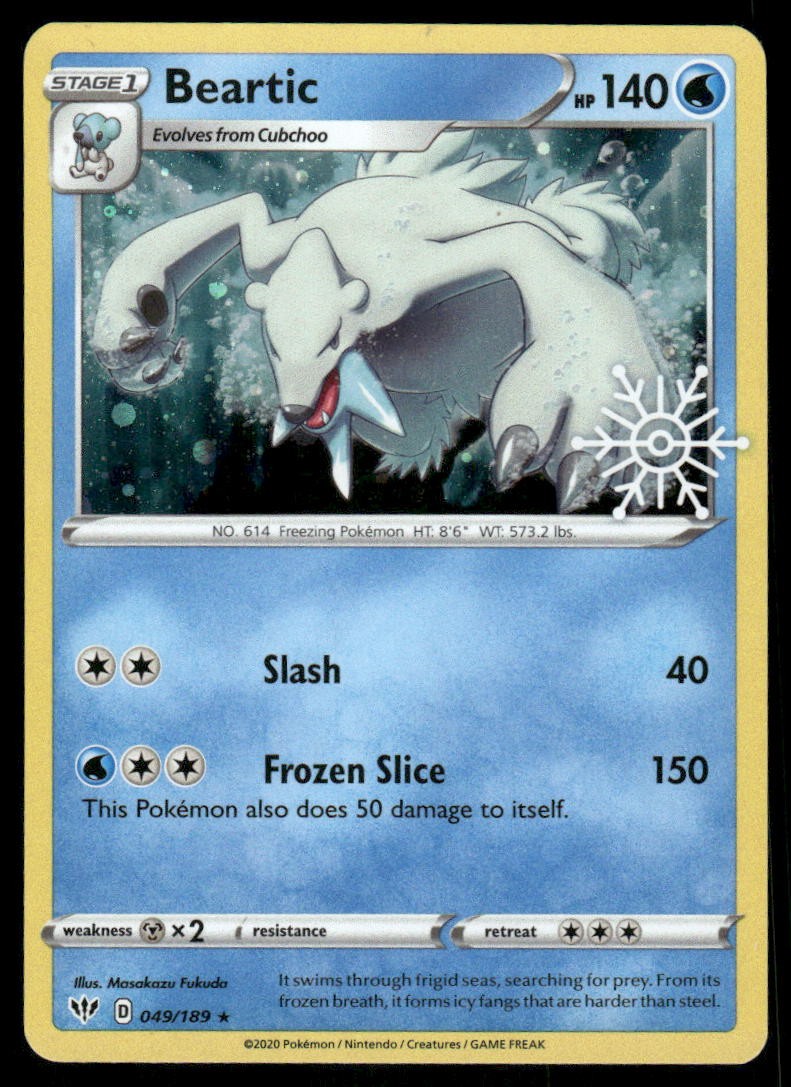 Pokemon Cards Beartic 049/189 Darkness Ablaze Rare NM0