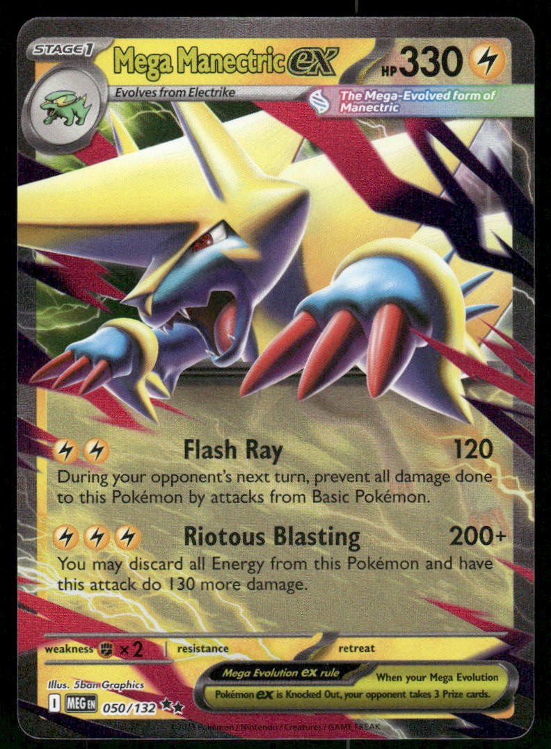 Pokemon Cards Mega Manectric ex 050/132 Mega Evolution Double Rare NM0