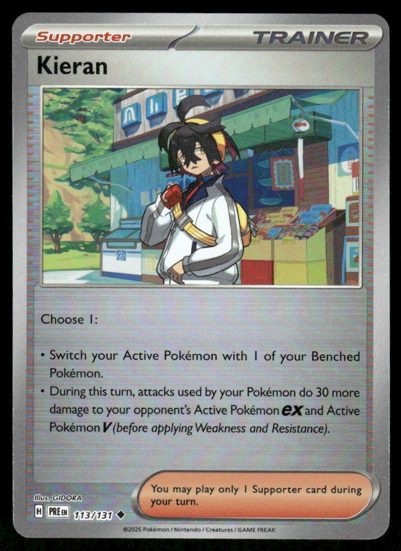 Pokemon Cards Kieran 113/131 Reverse Holo Prismatic Evolutions Pokeball NM *20