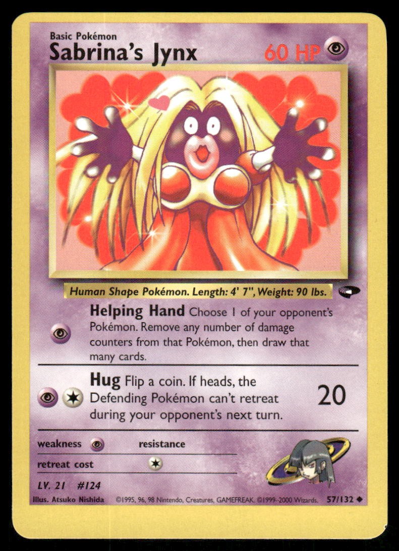 Pokemon Cards Sabrina's Jynx 57/132 UNLIMITED Gym Challenge WOTC Uncommon NM0
