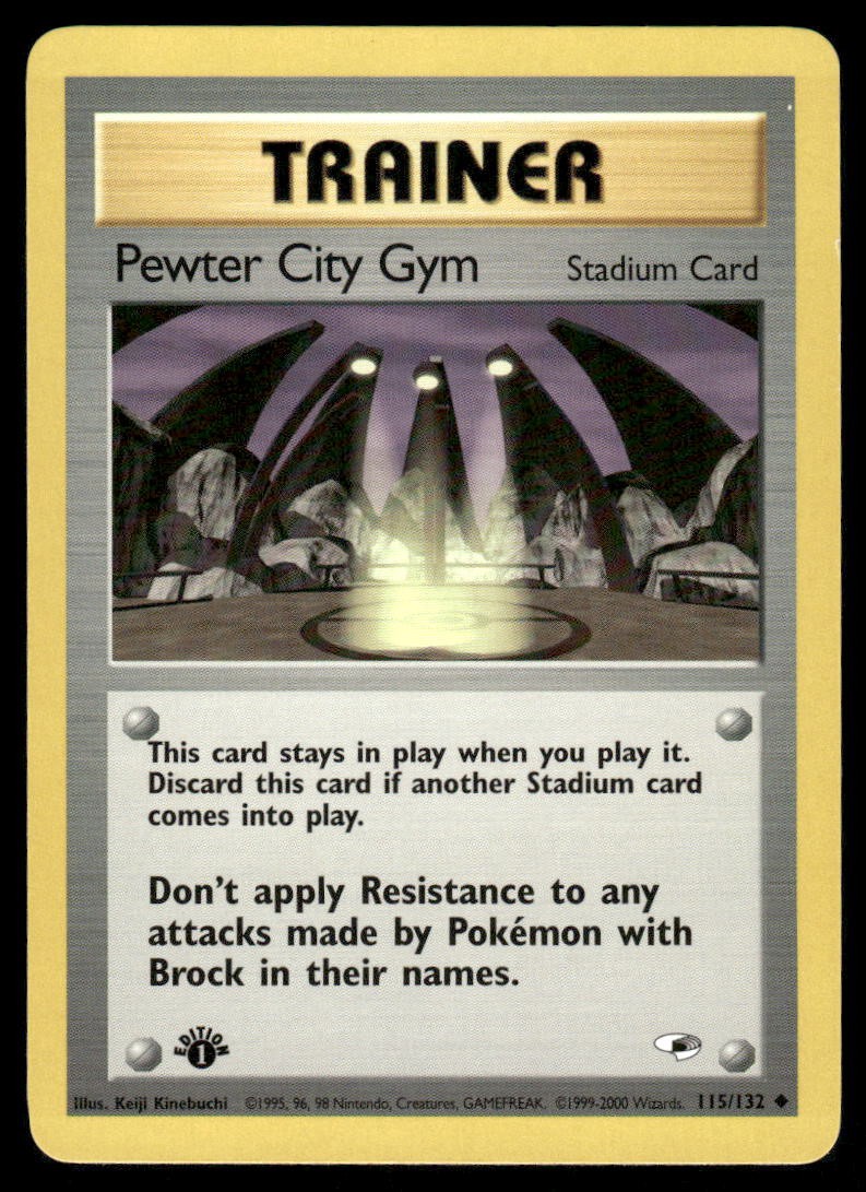 Pokemon Cards Pewter City Gym 115/132 1ST EDITION Gym Heroes WOTC Uncommon NM0