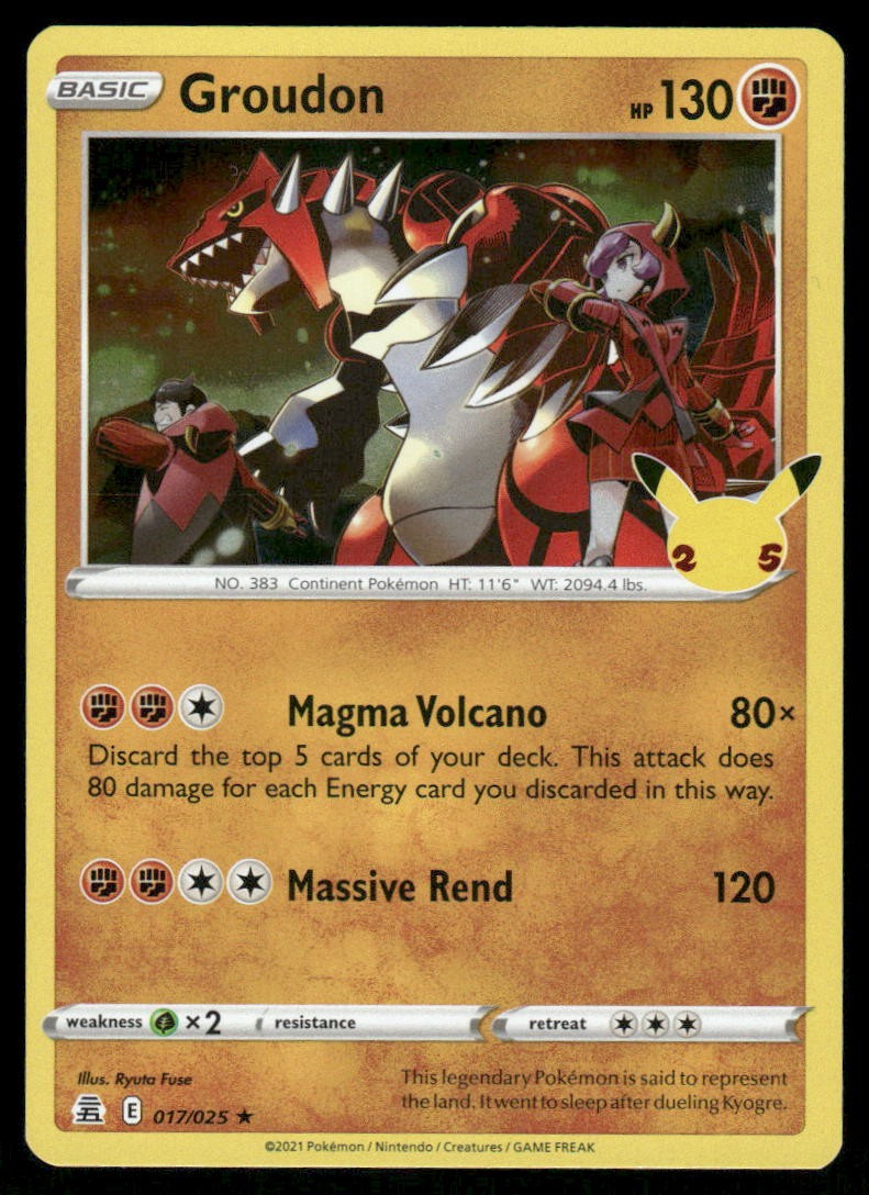 Pokemon Cards Groudon 017/025 Celebrations Rare NM *10