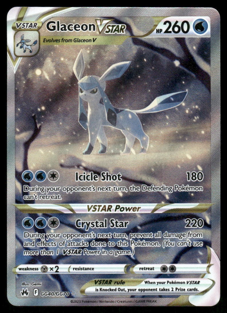 Pokemon Cards Glaceon VSTAR GG40/GG70 Crown Zenith Galarian Gallery Holo NM *20