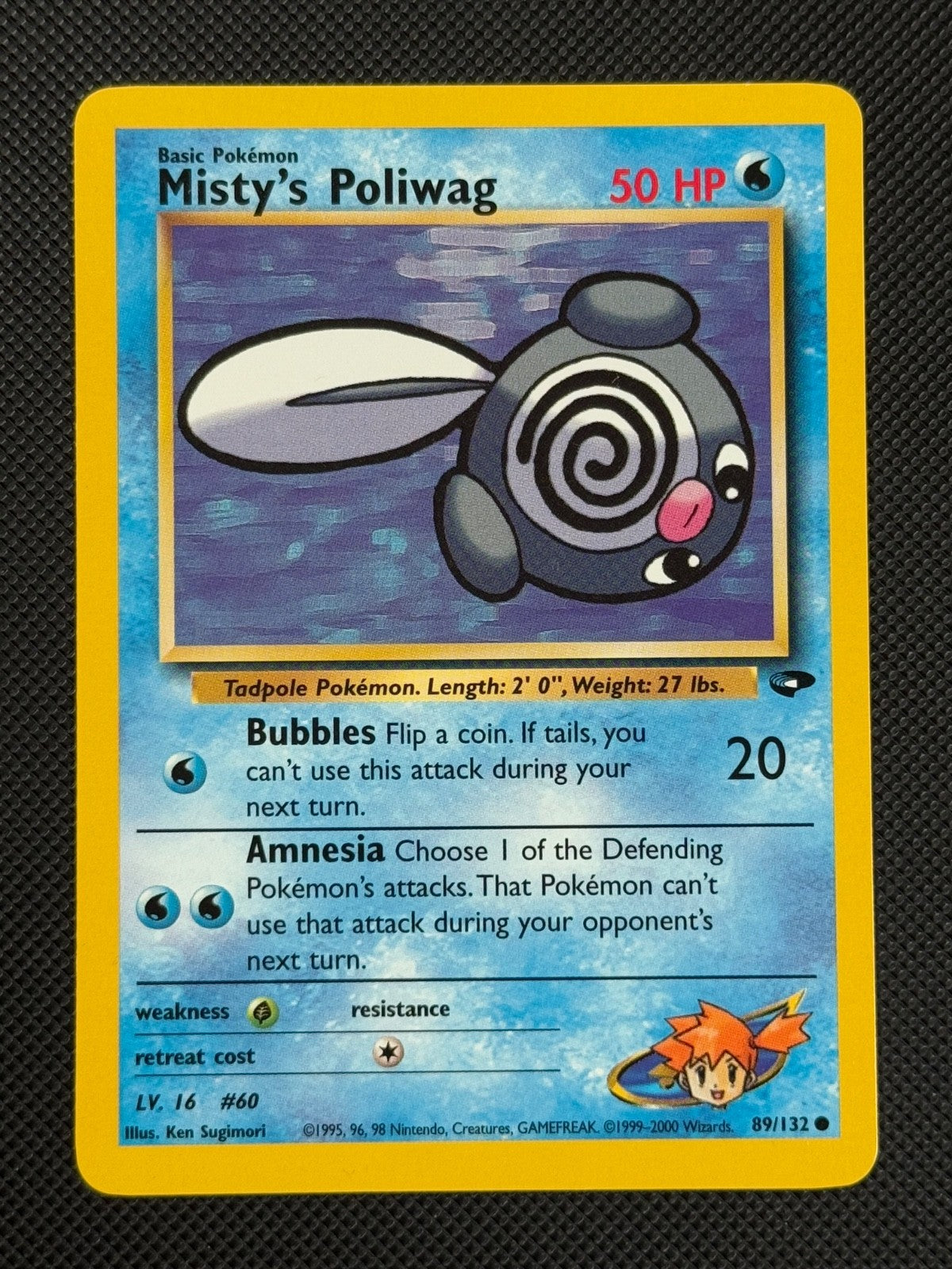 Misty's Poliwag 89/132 REGULAR Pokémon Card WOTC Gym Challenge Common0