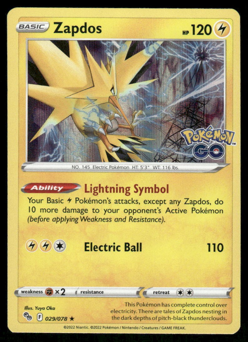Pokemon Cards Zapdos 029/078 Pokemon GO Holo Rare NM0