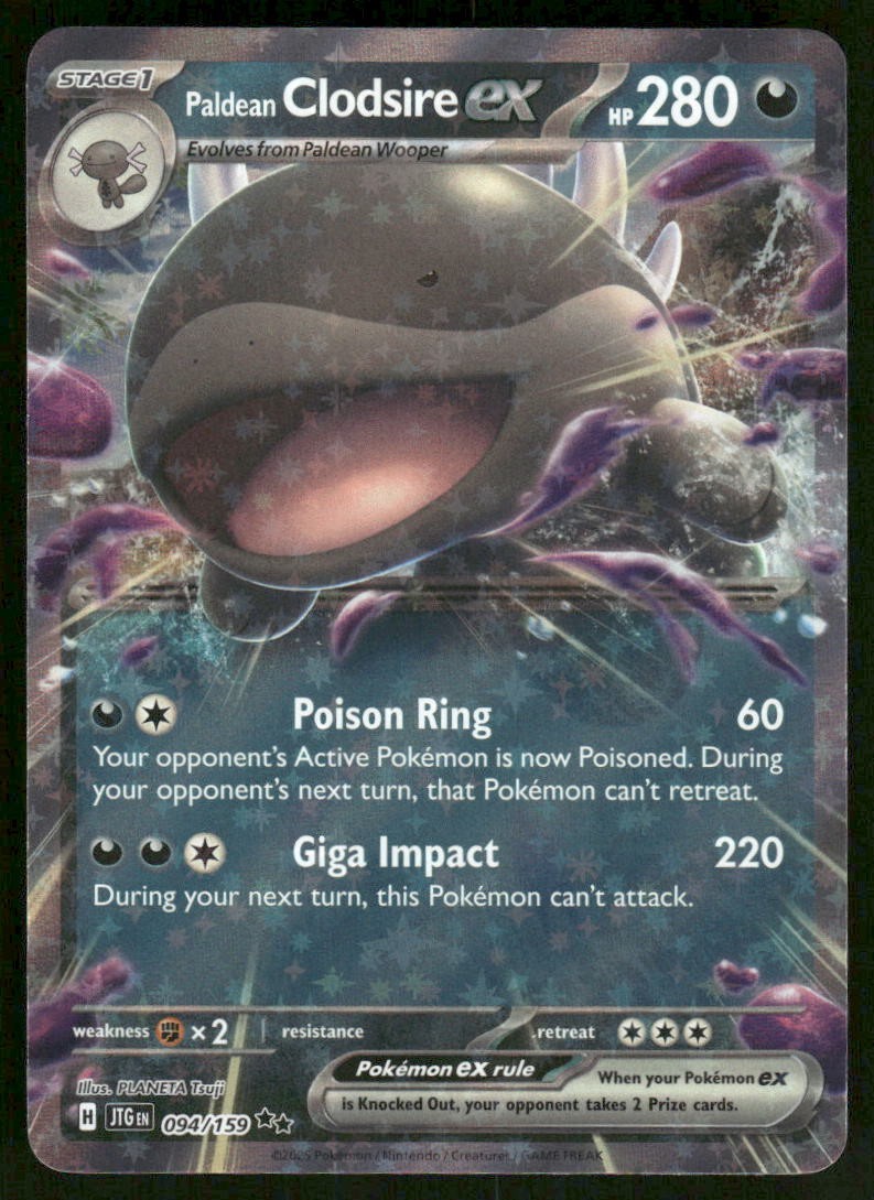 Pokemon Cards Paldean Clodsire ex 094/159 Journey Together Double Rare NM *20