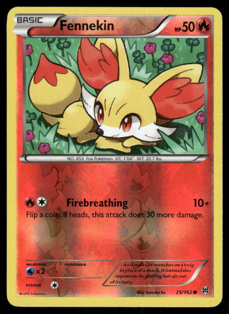 Pokemon Cards Fennekin 25/162 Reverse Holo BREAKthrough XY NM0