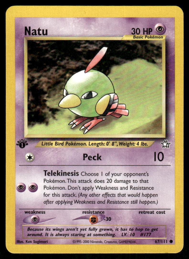 Pokemon Cards Natu 67/111 1ST EDITION Neo Genesis WOTC Common NM0
