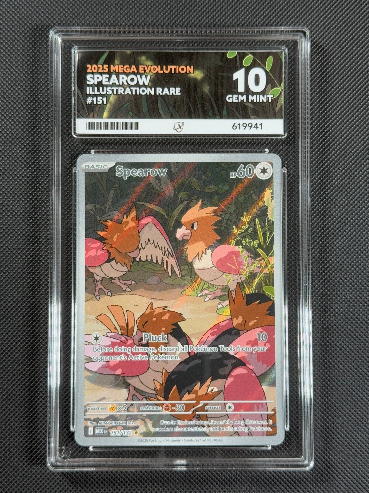 ACE 10 Spearow 151/132 IR Pokémon Card Me01: Mega Evolution Holo GEM MINT0