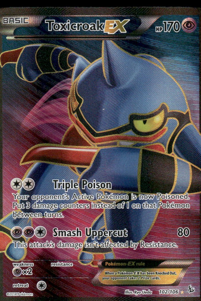 Pokemon Cards Toxicroak EX 102/106 Flashfire Rare Ultra LP0
