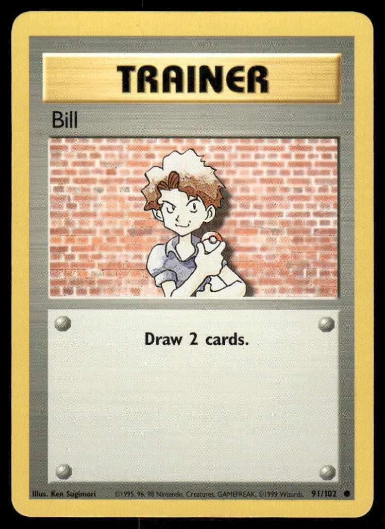 Pokemon Cards Bill 91/102 UNLIMITED Base Set WOTC Common NM0