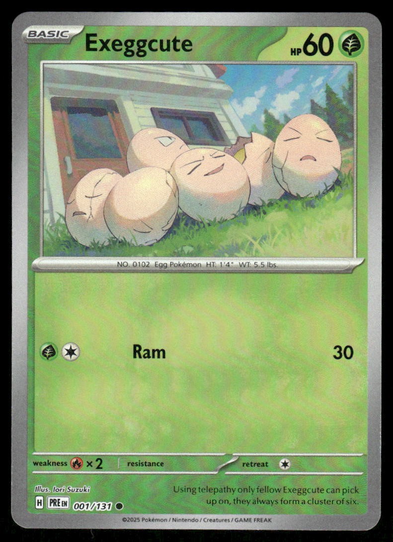 Pokemon Cards Exeggcute 001/131 Reverse Holo Prismatic Evolutions Pokeball NM0