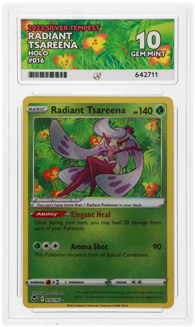 Pokémon Cards Radiant Tsareena 016/195 ACE 10  Silver Tempest Sword & Shield0