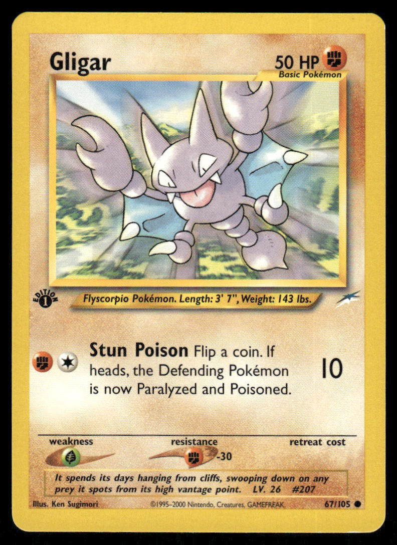 Pokemon Cards Gligar 67/105 1ST EDITION Neo Destiny Common LP0