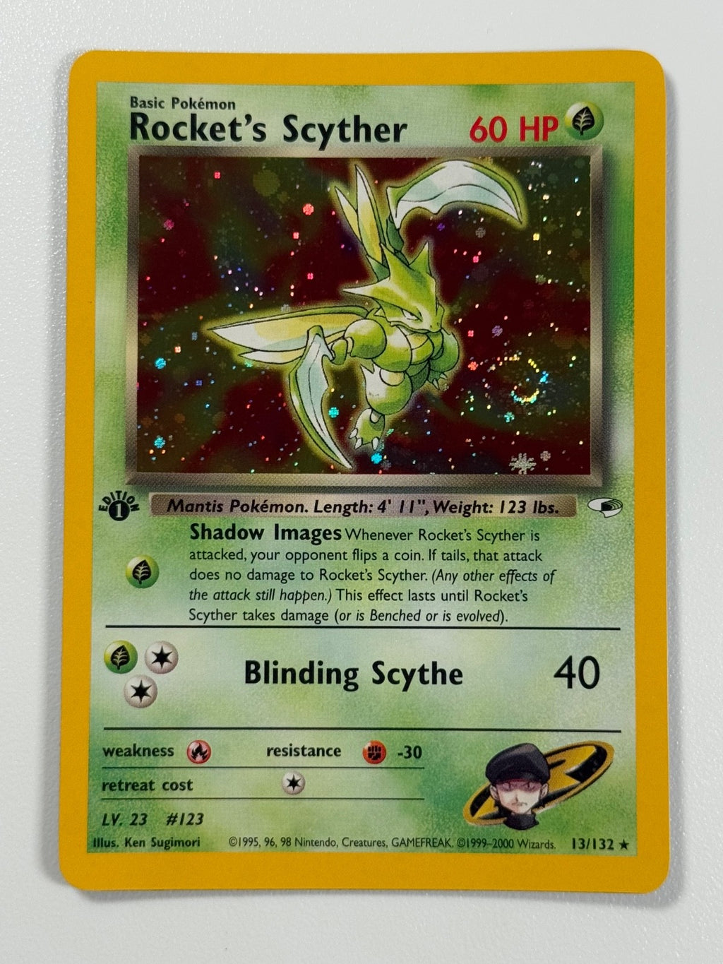 Pokémon Cards Rocket's Scyther 13/132 1ST EDITION Gym Heroes WOTC Holo Rare0