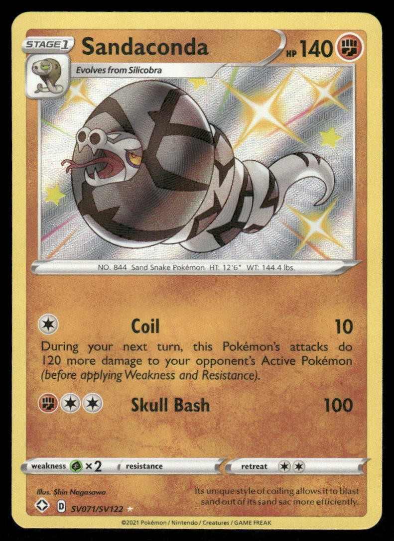 Pokemon Cards Sandaconda SV071/SV122 Shining Fates Shiny Vault Rare Shiny NM0