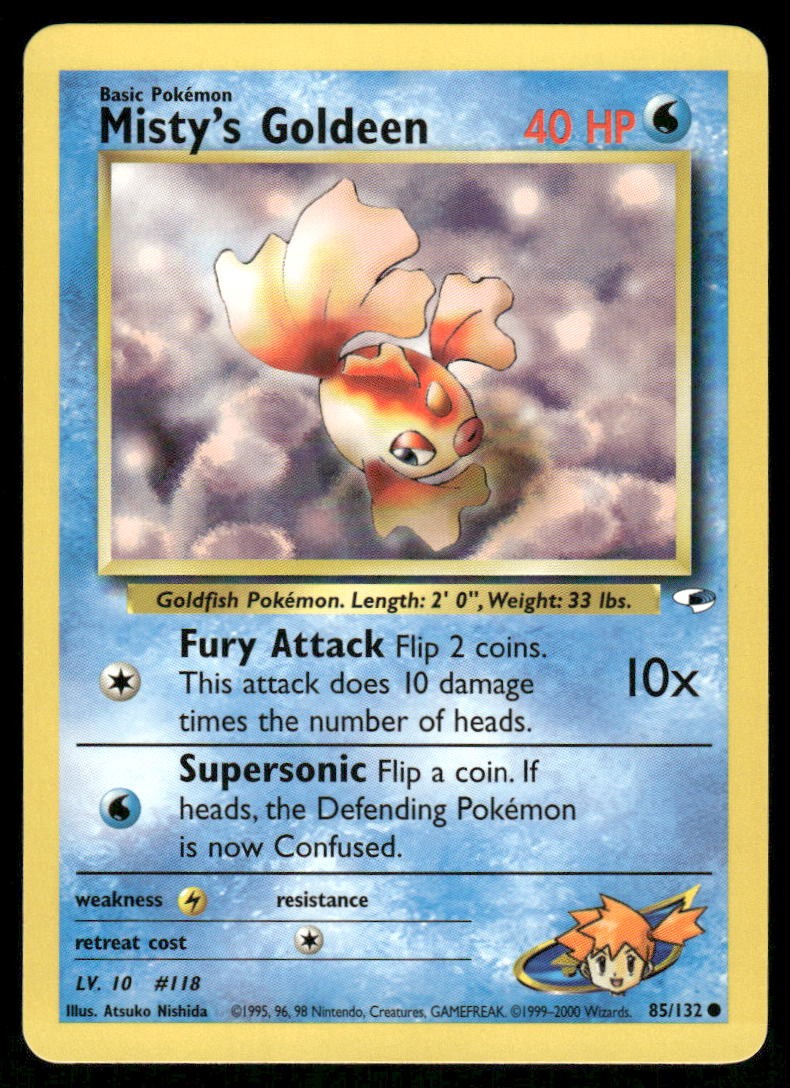 Pokemon Cards Misty's Goldeen 85/132 UNLIMITED Gym Heroes Common NM0