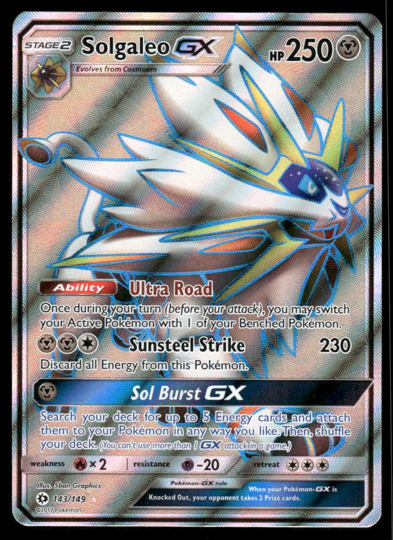 Pokemon Cards Solgaleo GX 143/149 Sun & Moon Rare Ultra NM0