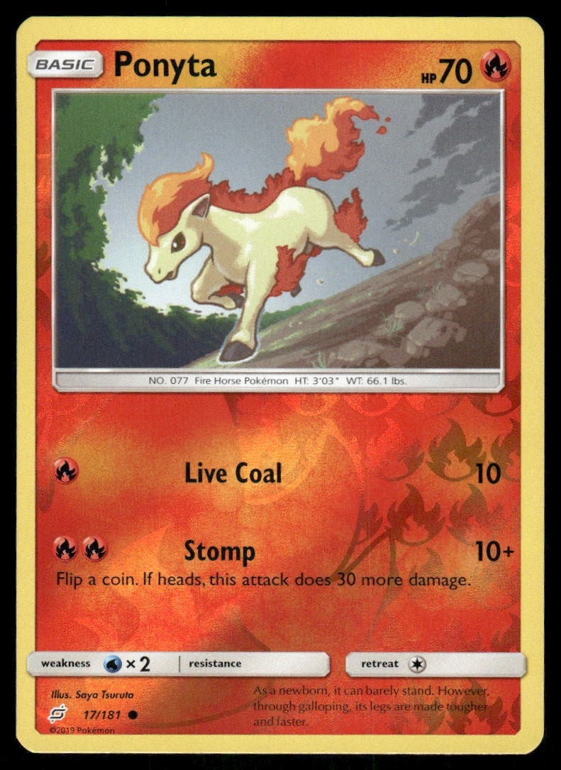 Pokemon Cards Ponyta 17/181 Reverse Holo Team Up Sun & Moon NM0