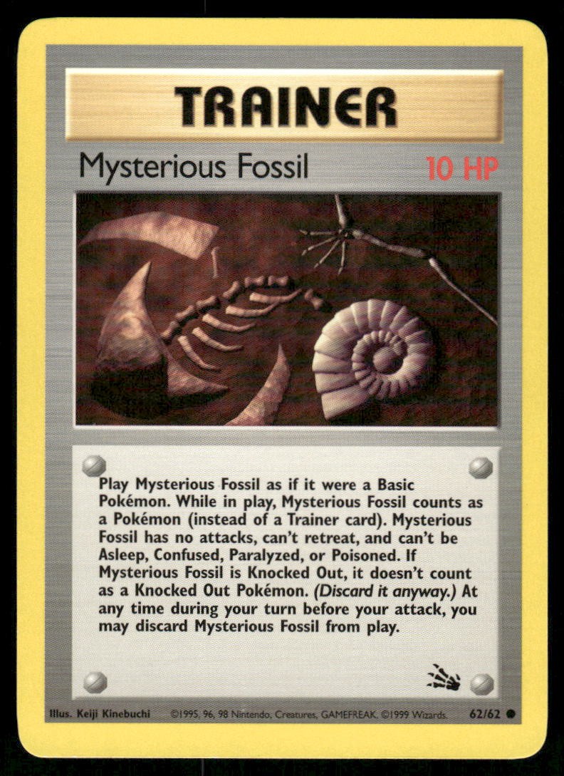 Pokemon Cards Mysterious Fossil 62/62 UNLIMITED Fossil WOTC Common NM0