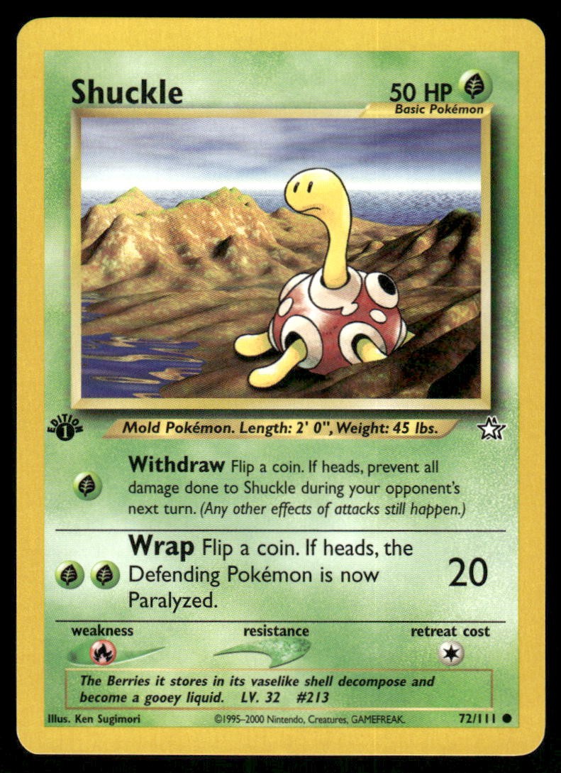 Pokemon Cards Shuckle 72/111 1ST EDITION Neo Genesis WOTC Common NM0