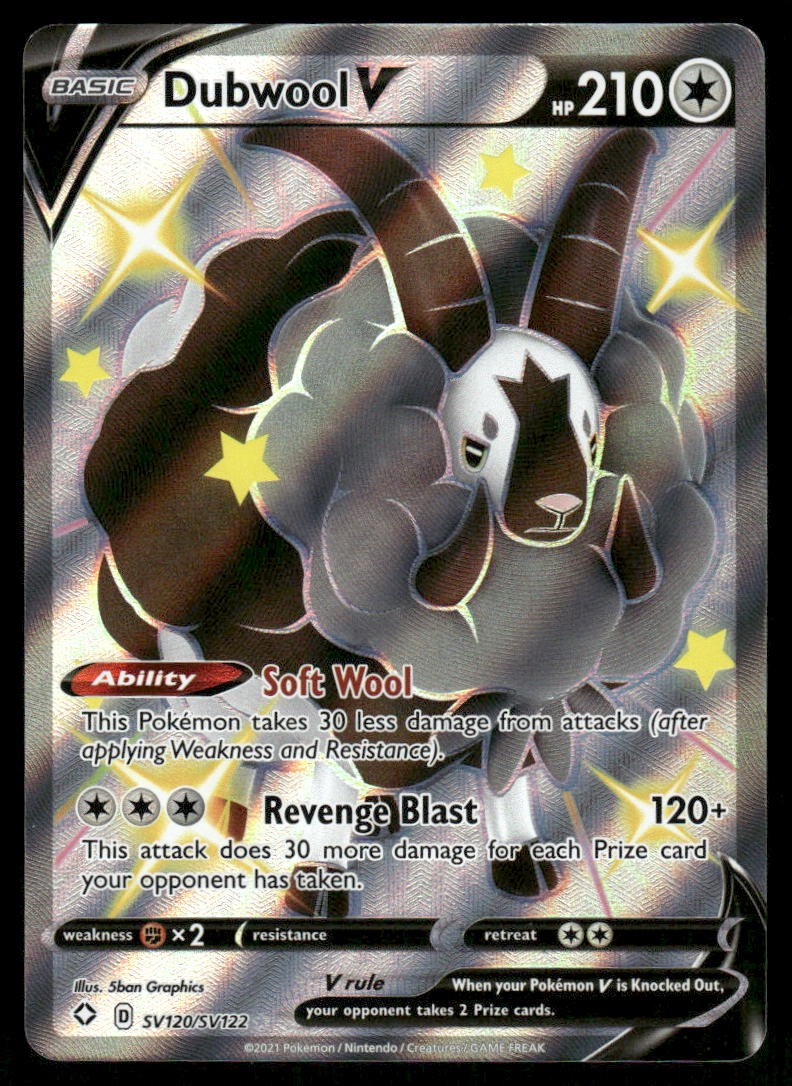 Pokemon Cards Dubwool V SV120/SV122 Shining Fates Shiny Vault Holo Rare V NM0
