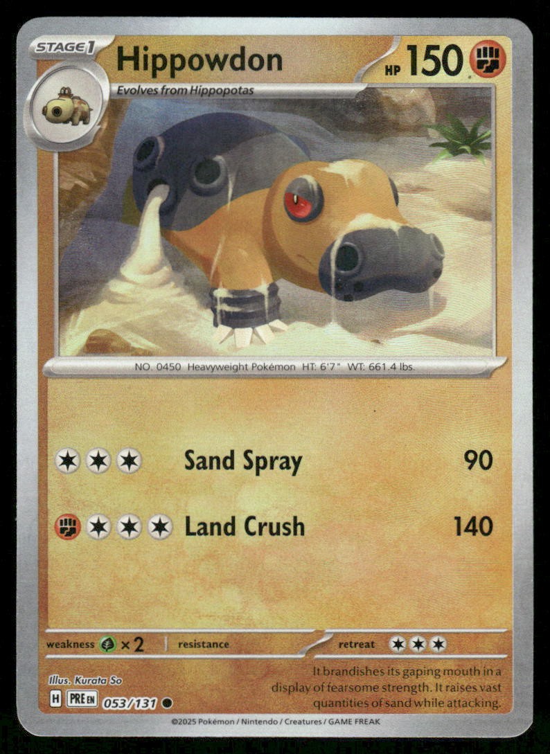 Pokemon Cards Hippowdon 053/131 Reverse Holo Prismatic Evolutions Pokeball NM *10