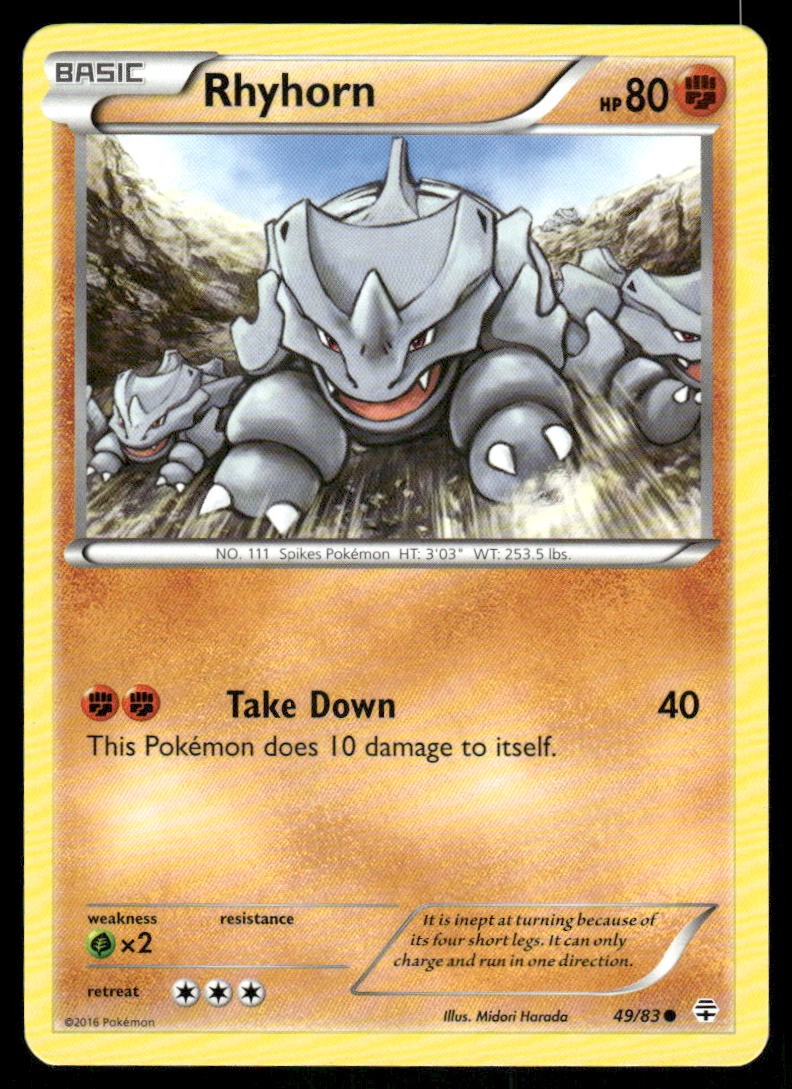 Pokemon Cards Rhyhorn 49/83 Generations Common NM0