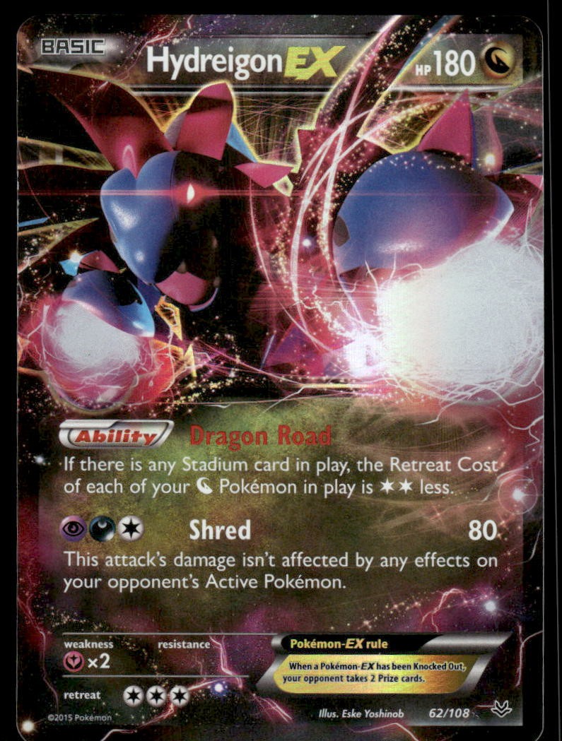 Pokemon Cards Hydreigon EX 62/108 Roaring Skies Holo Rare EX NM0