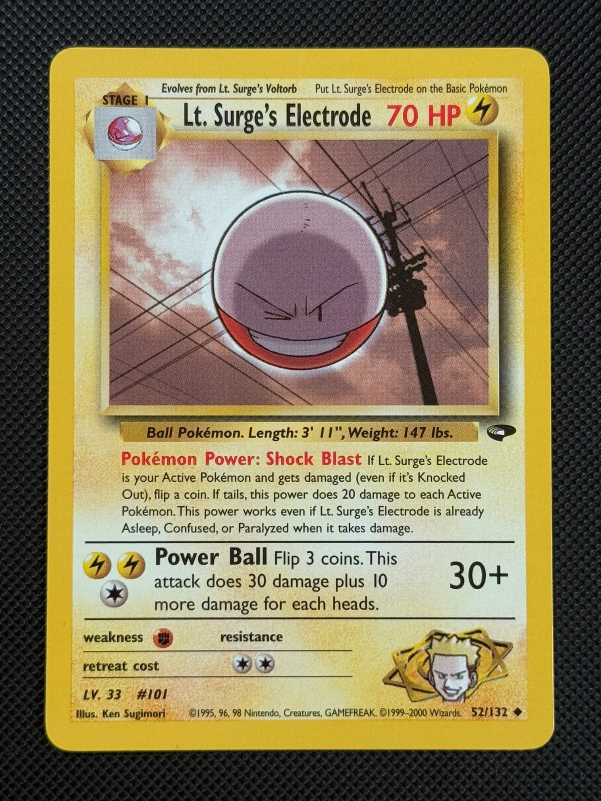 Lt. Surge's Electrode 52/132 REGULAR Pokémon Card WOTC Gym Challenge Uncommon0