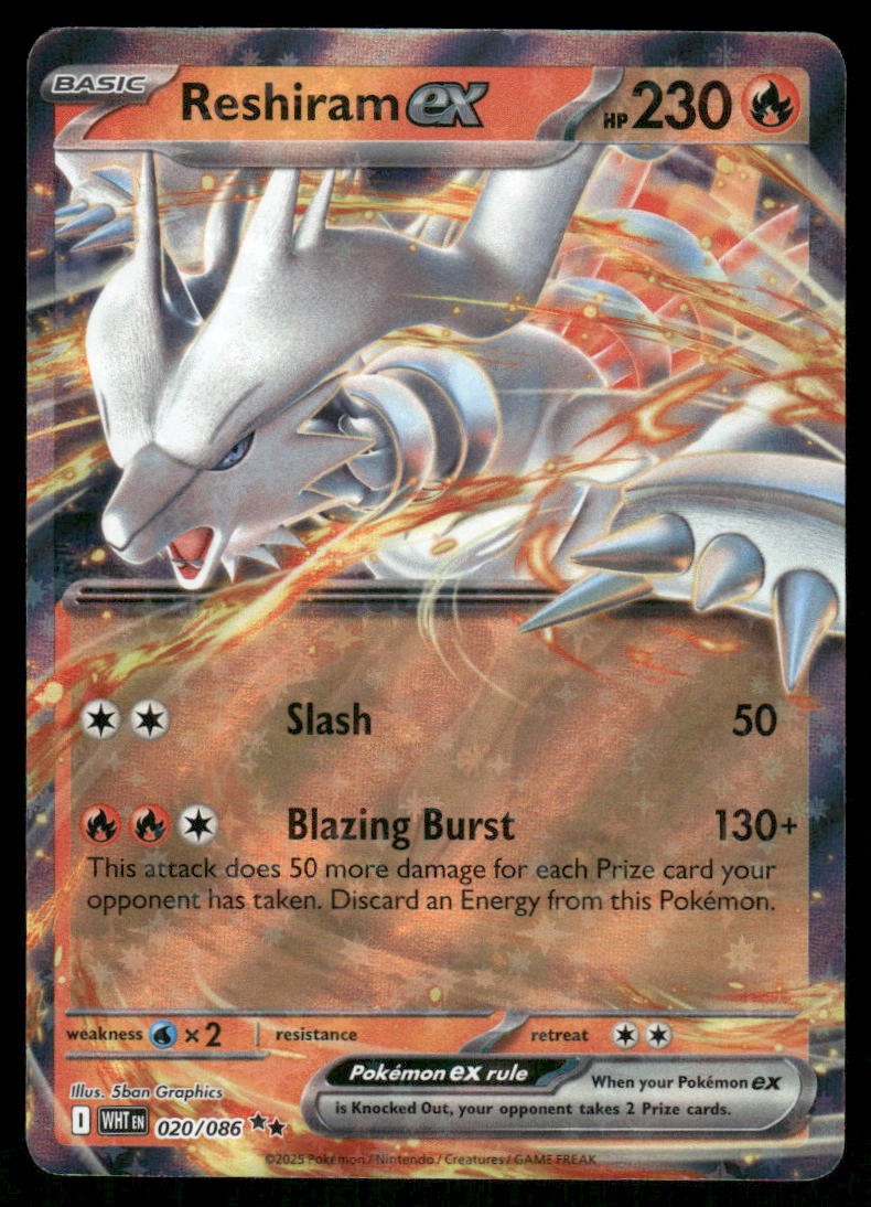 Pokemon Cards Reshiram ex 020/086 White Flare Double Rare NM *10