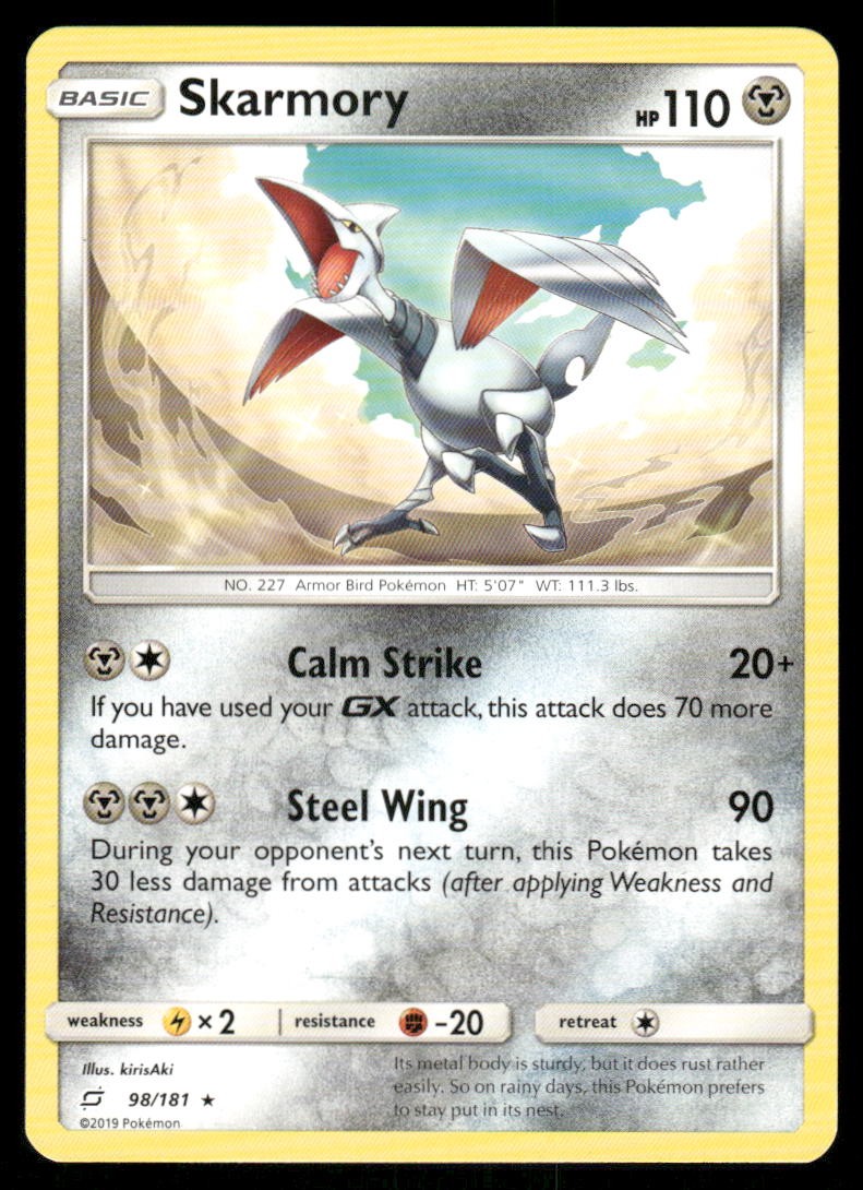 Pokemon Cards Skarmory 98/181 Team Up Sun & Moon Rare NM0