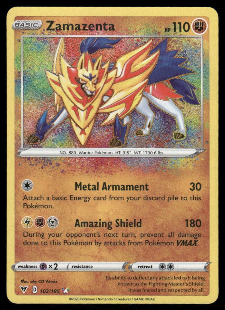 Pokemon Cards Zamazenta 102/185 Vivid Voltage Amazing Rare NM0