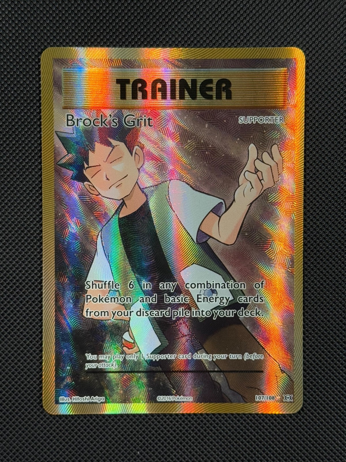 Pokémon Cards Brock's Grit 107/108 Evolutions XY Full Art Holo Trainer Rare1