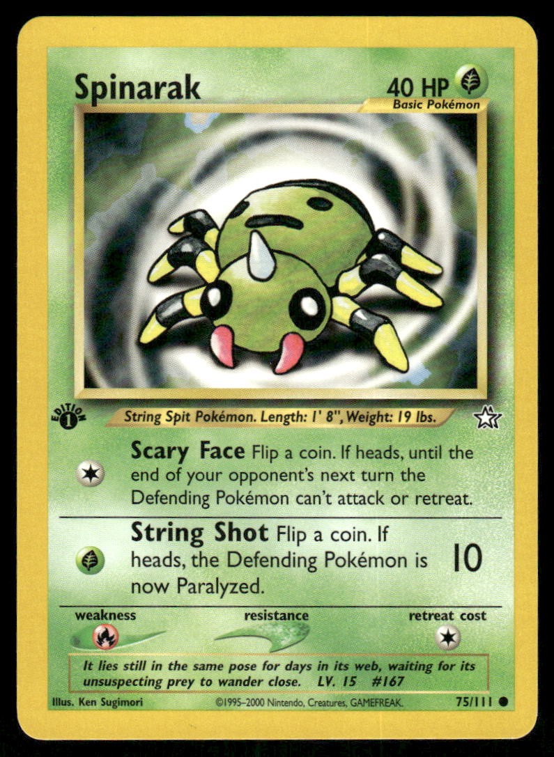 Pokemon Cards Spinarak 75/111 1ST EDITION Neo Genesis WOTC Common NM0