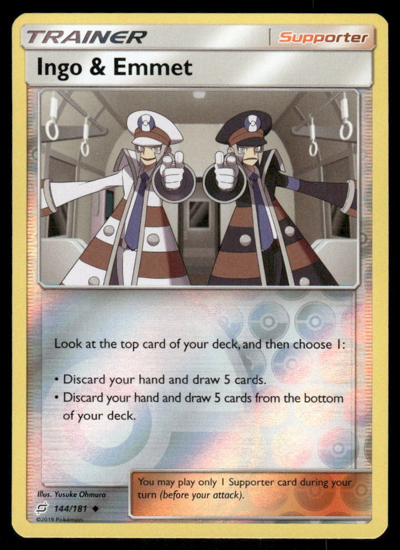 Pokemon Cards Ingo & Emmet 144/181 Reverse Holo Team Up Sun & Moon NM0