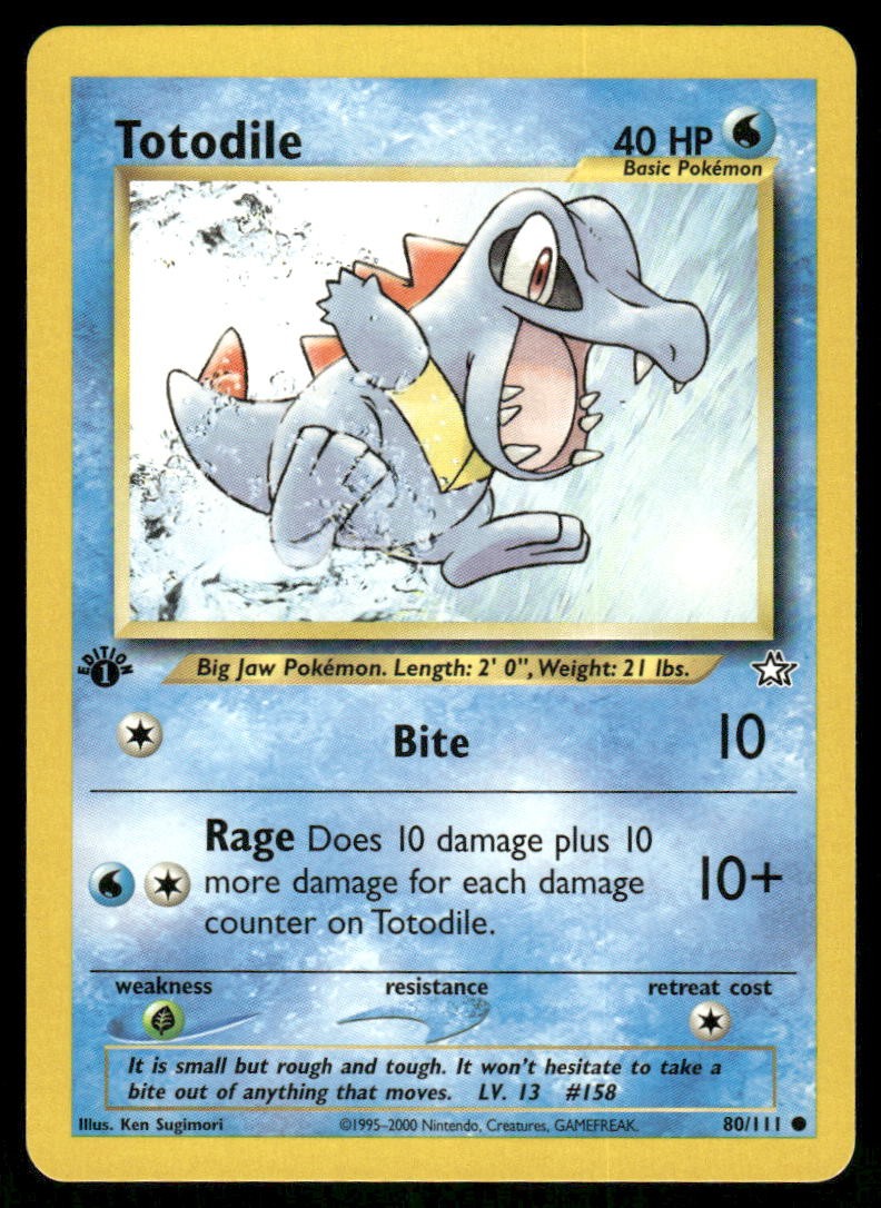 Pokemon Cards Totodile 80/111 1ST EDITION Neo Genesis WOTC Common NM0