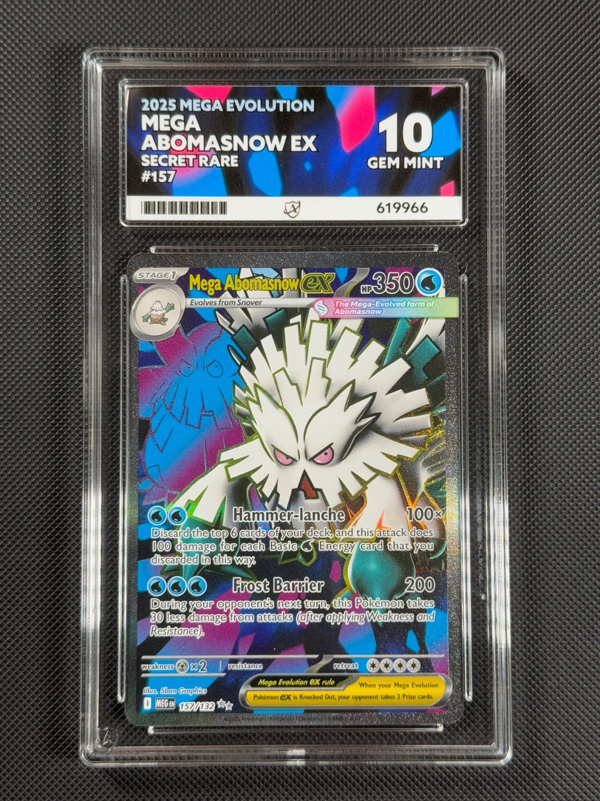 ACE 10 Mega Abomasnow ex 157/132 SECRET Pokémon Card Mega Evolution GEM MINT0
