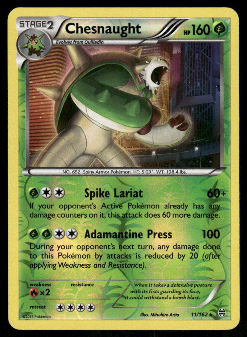 Pokemon Cards Chesnaught 11/162 Reverse Holo BREAKthrough XY NM0