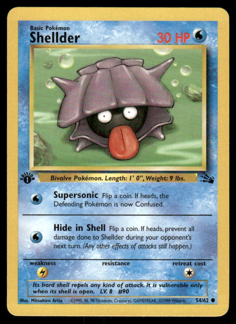 Pokemon Cards Shellder 54/62 1ST EDITION Fossil WOTC Common NM0