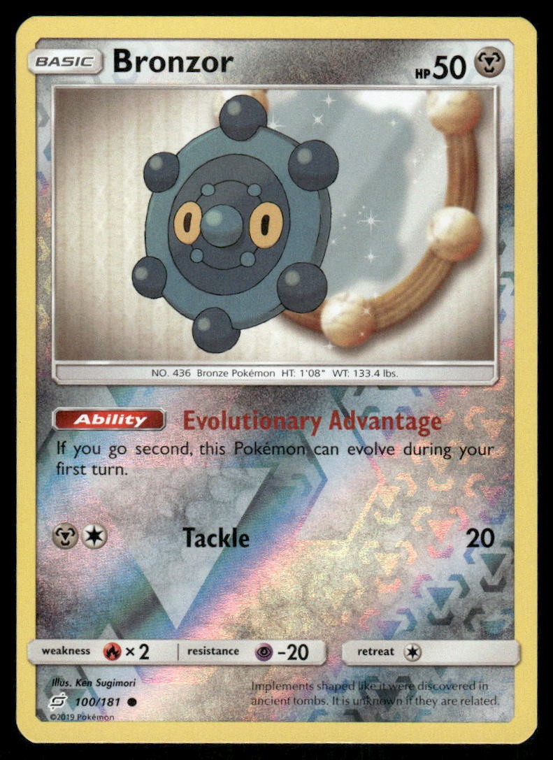 Pokemon Cards Bronzor 100/181 Reverse Holo Team Up Sun & Moon NM0