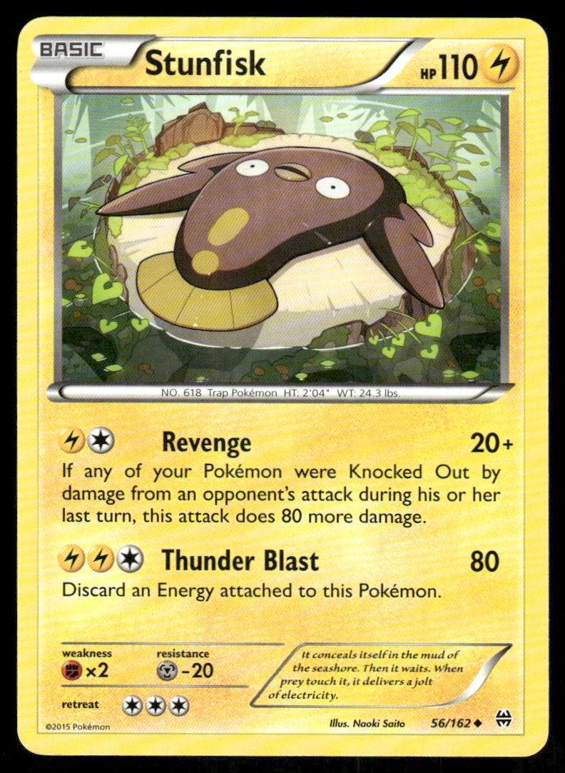 Pokemon Cards Stunfisk 56/162 BREAKthrough XY Uncommon NM * 10