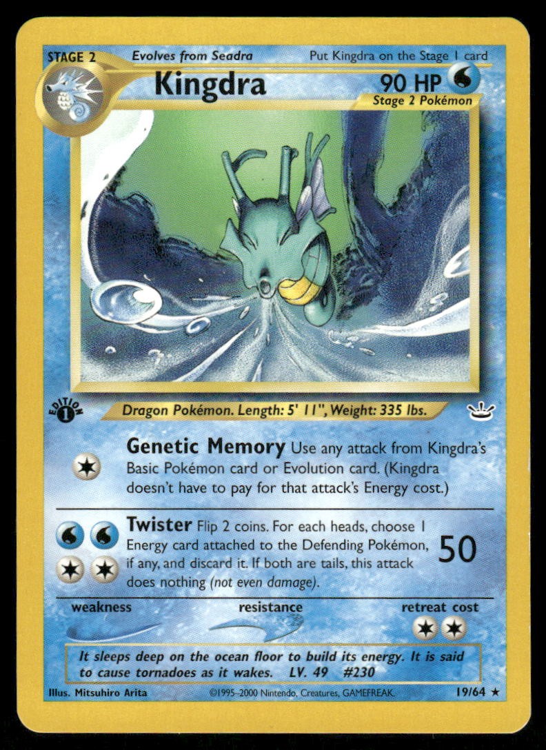 Pokemon Cards Kingdra 19/64 Neo Revelation Rare NM0