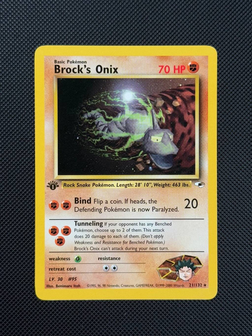 Pokémon Cards Brock's Onix 21/132 1ST EDITION Gym Heroes WOTC Non Holo Rare1