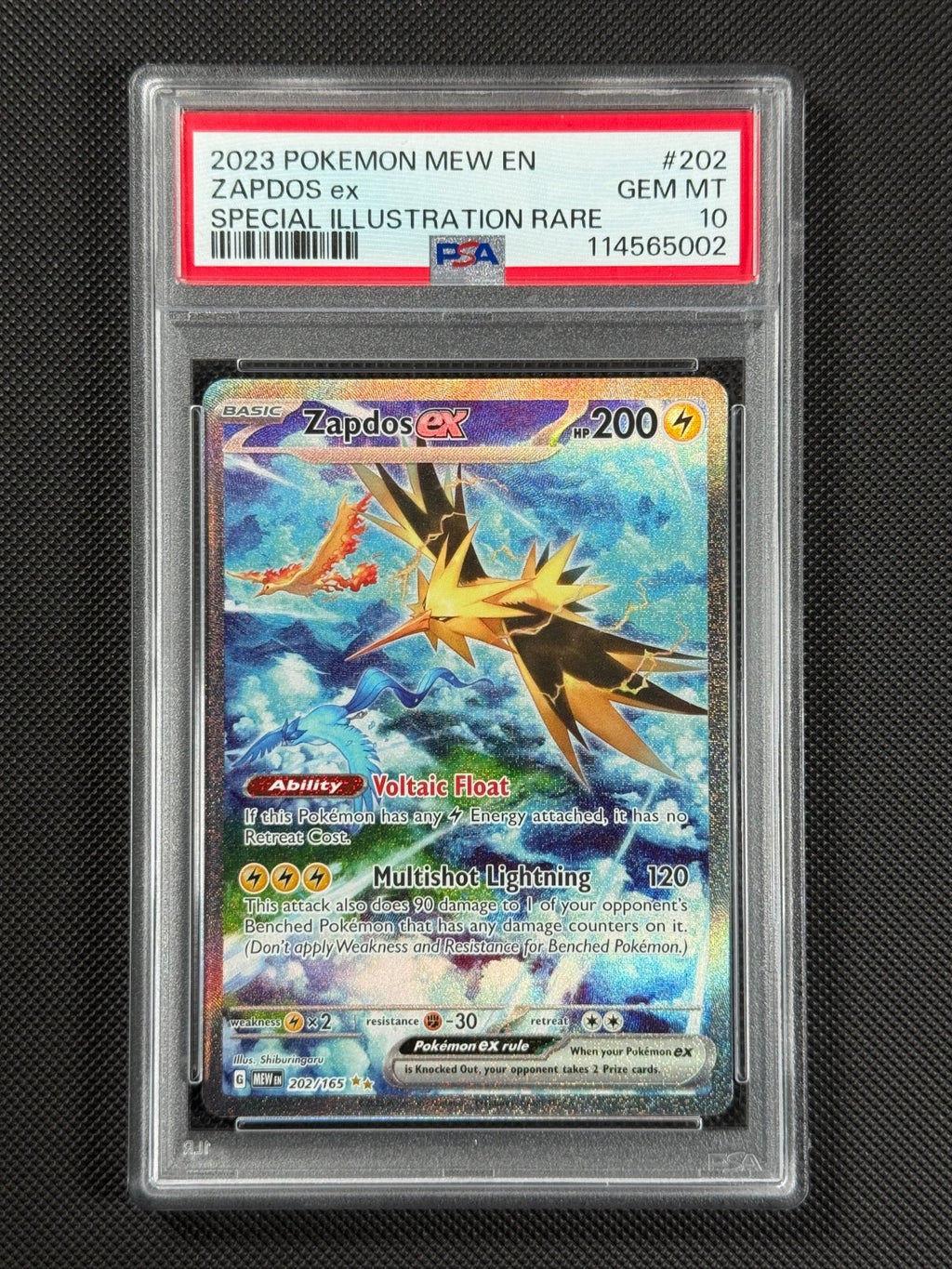 PSA 10 Zapdos ex 202/165 SIR Pokémon Card Sv: Scarlet & Violet 151 Holo GEM MINT0