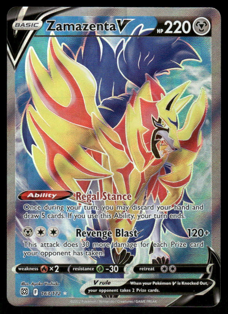 Pokemon Cards Zamazenta V 163/172 Brilliant Stars Rare Ultra NM0