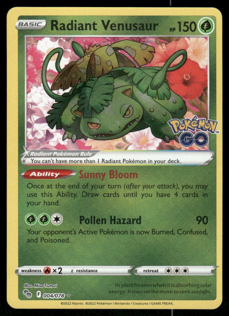 Pokemon Cards Radiant Venusaur 004/078 Pokemon GO Radiant Rare NM *20