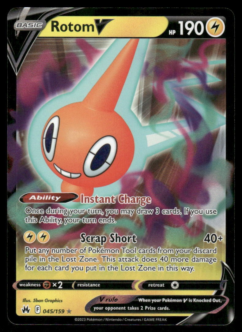 Pokemon Cards Rotom V 045/159 Crown Zenith Holo Rare V NM *20